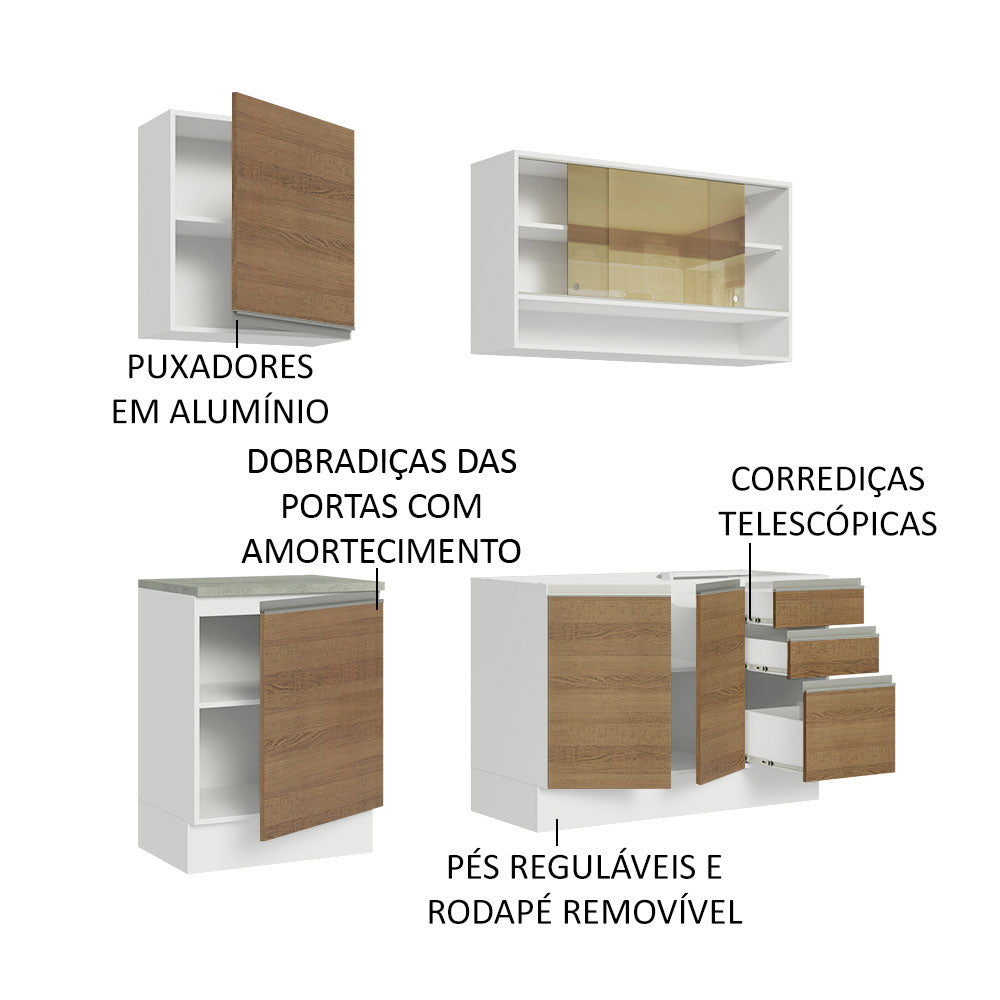 Cocina Integral Glamy Marron 180x225cm sin Mesón con Once Entrepaños y sin Estufa - COCINAS | Bylmo