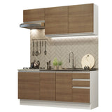 Cocina Integral Glamy Marron 180x225cm sin Mesón con Nueve Entrepaños y sin Estufa - COCINAS | Bylmo