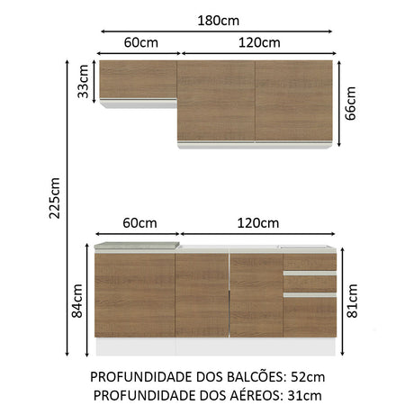 Cocina Integral Glamy Marron 180x225cm sin Mesón con Nueve Entrepaños y sin Estufa - COCINAS | Bylmo