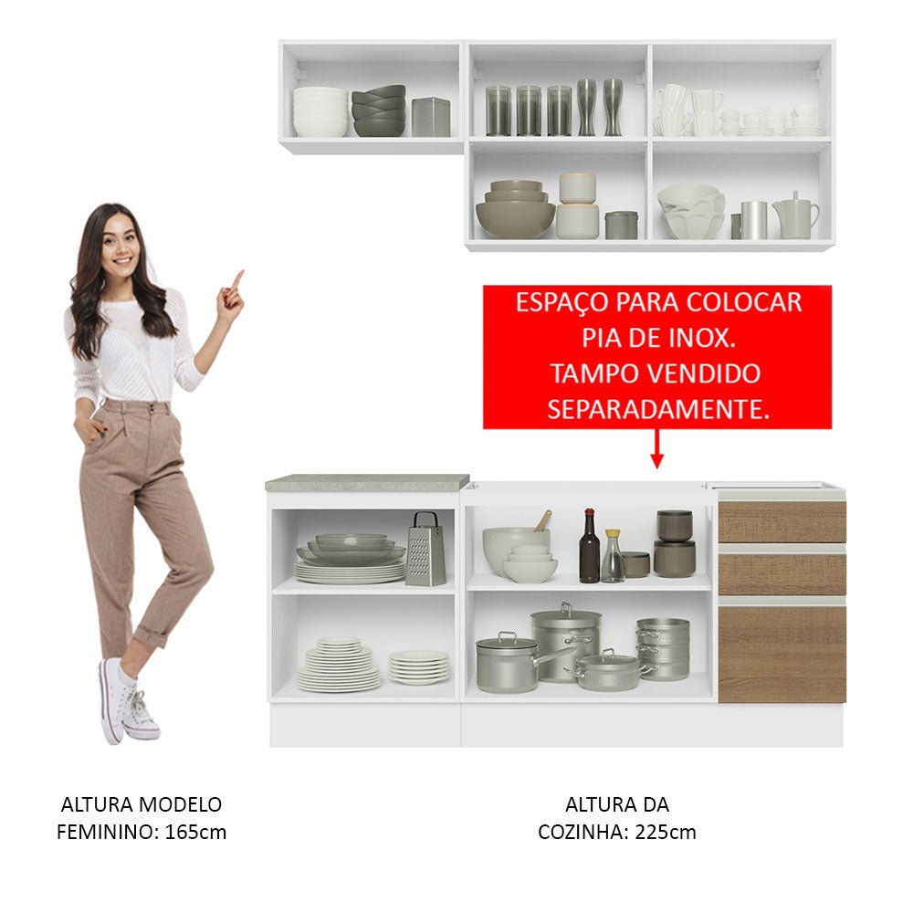Cocina Integral Glamy Marron 180x225cm sin Mesón con Nueve Entrepaños y sin Estufa - COCINAS | Bylmo