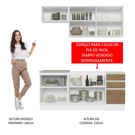 Cocina Integral Glamy Marron 180x225cm sin Mesón con Nueve Entrepaños y sin Estufa - COCINAS | Bylmo