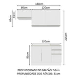 Cocina Integral Glamy Blanco 180x225cm sin Mesón y sin Estufa - COCINAS | Bylmo