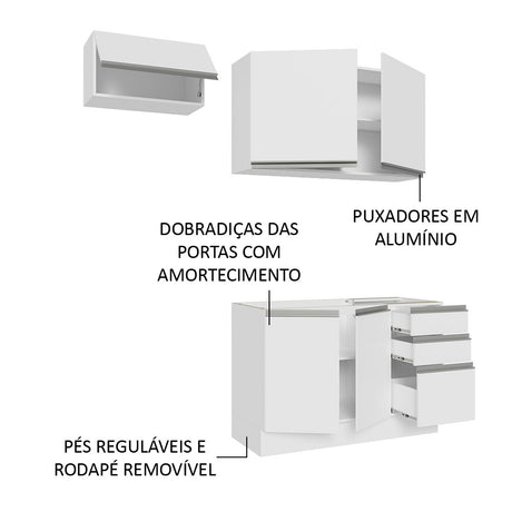 Cocina Integral Glamy Blanco 180x225cm sin Mesón y sin Estufa - COCINAS | Bylmo
