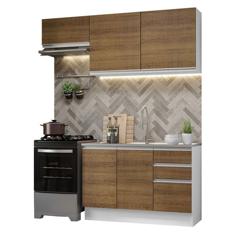 Cocina Integral Glamy Marron 180x225cm sin Mesón y sin Estufa - COCINAS | Bylmo