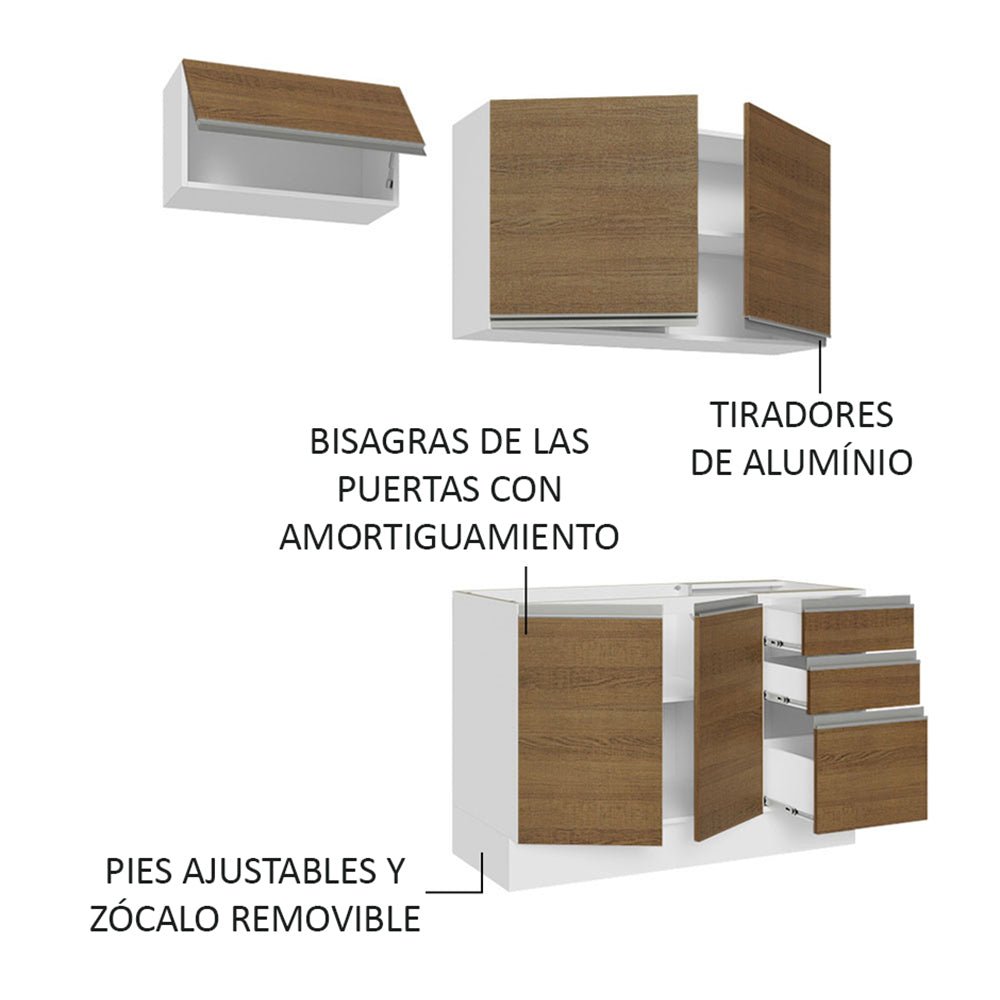 Cocina Integral Glamy Marron 180x225cm sin Mesón y sin Estufa - COCINAS | Bylmo
