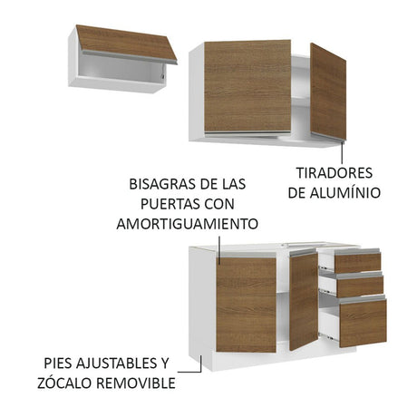 Cocina Integral Glamy Marron 180x225cm sin Mesón y sin Estufa - COCINAS | Bylmo