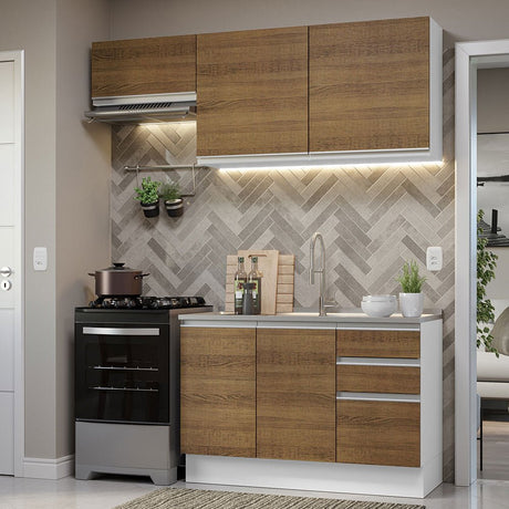 Cocina Integral Glamy Marron 180x225cm sin Mesón y sin Estufa - COCINAS | Bylmo