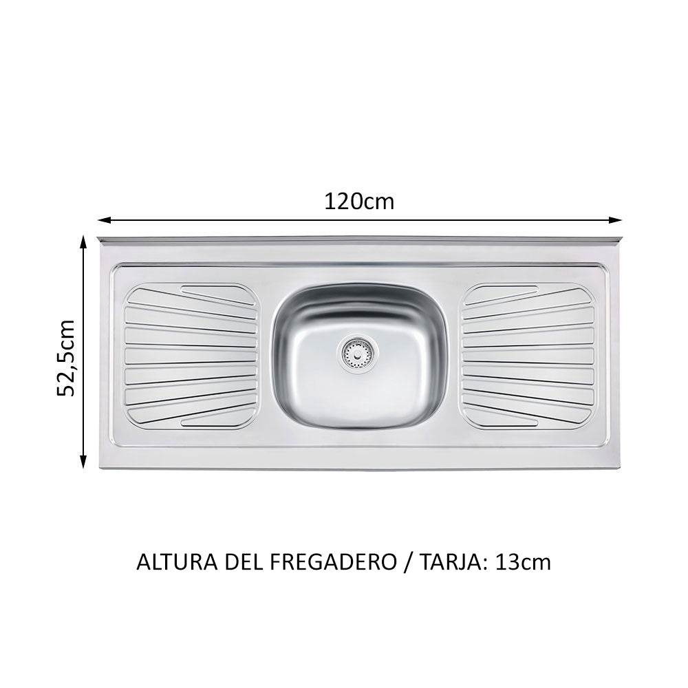 Cocina Integral Glamy Blanco 180x225cm con Mesón de Acero Inoxidable con Diez Entrepaños y sin Estufa - COCINAS | Bylmo