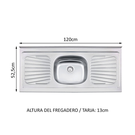 Cocina Integral Glamy Blanco 180x225cm con Mesón de Acero Inoxidable con Diez Entrepaños y sin Estufa - COCINAS | Bylmo