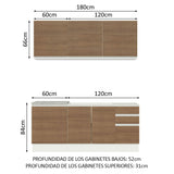 Cocina Integral Glamy Marron 180x225cm con Mesón de Acero Inoxidable con Diez Entepaños y sin Estufa - COCINAS | Bylmo