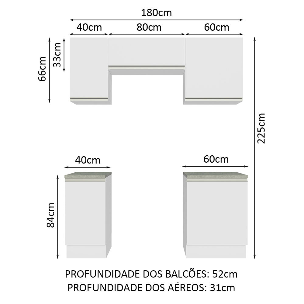 Cocina Integral Glamy Blanco 180x225cm con Mesón de Madera y sin Estufa - COCINAS | Bylmo