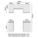 Cocina Integral Glamy Blanco 180x225cm con Mesón de Madera y sin Estufa - COCINAS | Bylmo