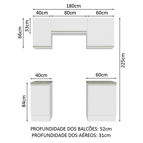 Cocina Integral Glamy Blanco 180x225cm con Mesón de Madera y sin Estufa - COCINAS | Bylmo