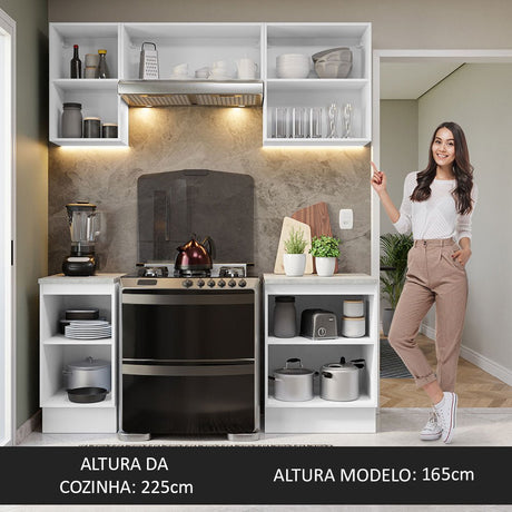 Cocina Integral Glamy Marron 180x225cm con Mesón de Madera y sin Estufa - COCINAS | Bylmo