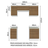 Cocina Integral Glamy Marron 180x225cm con Mesón de Madera y sin Estufa - COCINAS | Bylmo