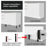 Cocina Integral Glamy Blanco 180x225cm con Mesón de Acero Inoxidable y sin Estufa - COCINAS | Bylmo