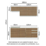 Cocina Integral Glamy Marron 180x225cm con Mesón de Acero Inoxidable y sin Estufa - COCINAS | Bylmo