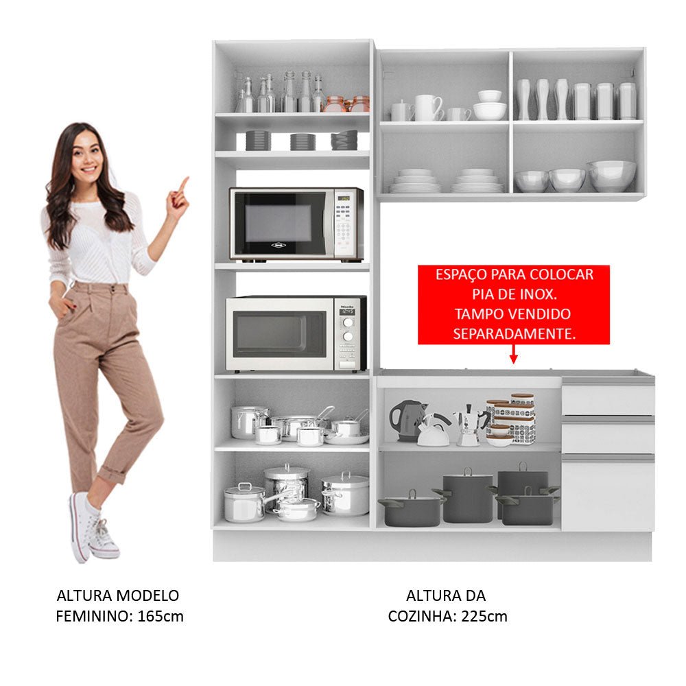 Cocina Integral Laura Blanco 190x225cm sin Mesón y sin Estufa - COCINAS | Bylmo