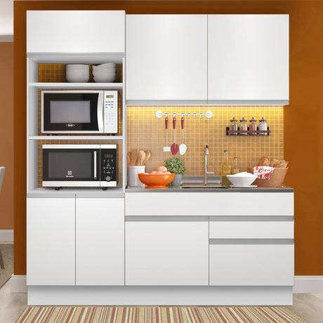 Cocina Integral Livia Blanco 190x225cm sin Mesón con Dos Cajones y sin Estufa - COCINAS | Bylmo