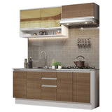 Cocina Integral Glamy Marron 200x225cm con Mesón de Acero Inoxidable con Dos Muebles Superiores y sin Estufa - COCINAS | Bylmo