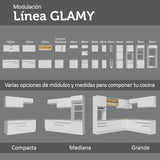 Cocina Integral Glamy Blanco 200x225cm sin Mesón con Dos Cajones y sin Estufa - COCINAS | Bylmo