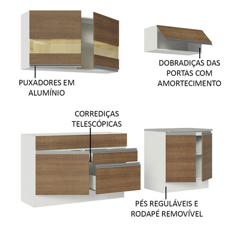 Cocina Integral Glamy Marron 200x225cm sin Mesón con Dos Cajones y sin Estufa - COCINAS | Bylmo