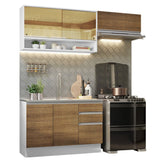 Cocina Integral Glamy Marron 200x225cm sin Mesón con Tres Cajones y sin Estufa - COCINAS | Bylmo