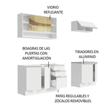 Cocina Integral Glamy Blanco 200x225cm con Mesón de Acero Inoxidable Con Tres Cajones y sin Estufa - COCINAS | Bylmo