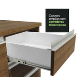 Cocina Integral Glamy Marron 200x225cm con Mesón de Acero Inoxidable con Cuatro Entrepaños y sin Estufa - COCINAS | Bylmo