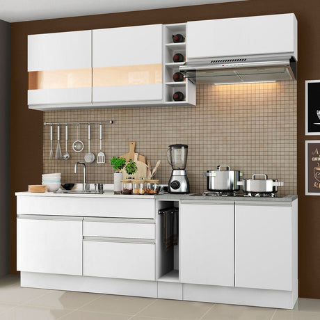 Cocina Integral Parma Blanco 220x225cm sin Mesón Con Dos Cajones y sin Estufa - COCINAS | Bylmo