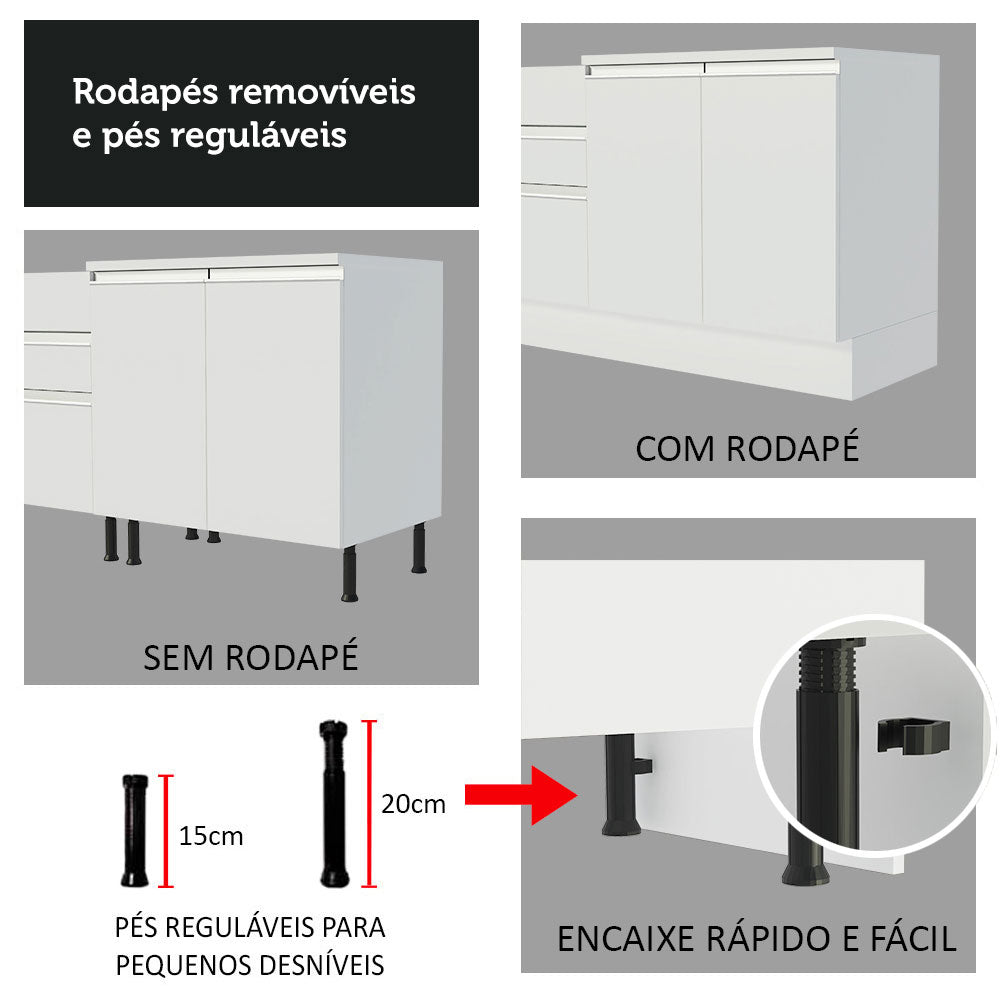 Cocina Integral Parma Blanco 220x225cm sin Mesón Con Dos Cajones y sin Estufa - COCINAS | Bylmo