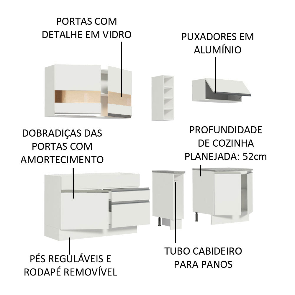 Cocina Integral Parma Blanco 220x225cm sin Mesón Con Dos Cajones y sin Estufa - COCINAS | Bylmo