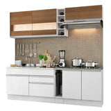 Cocina Integral Parma Marron y Blanco 220x225cm sin Mesón con Dos Cajones y sin Estufa - COCINAS | Bylmo