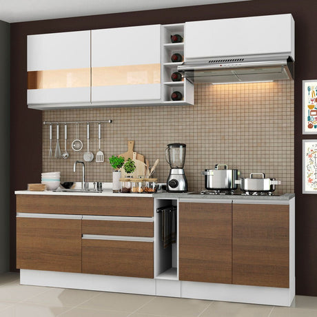 Cocina Integral Parma Blanco 220x225cm sin Mesón con Seis Puertas y sin Estufa - COCINAS | Bylmo