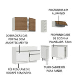 Cocina Integral Parma Marron y Blanco 220x225cm sin Mesón con Seis Puertas y sin Estufa - COCINAS | Bylmo