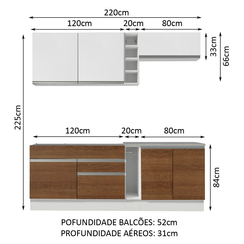 Cocina Integral Parma Blanco 220x225cm sin Mesón y sin Estufa - COCINAS | Bylmo