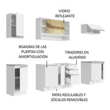 Cocina Integral Glamy Blanco 240x225cm con Mesón de Acero Inoxidable y sin Estufa - COCINAS | Bylmo