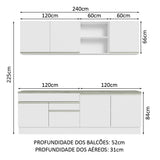 Cocina Integral Glamy Blanco 240x225cm con Mesón de Madera y sin Estufa - COCINAS | Bylmo