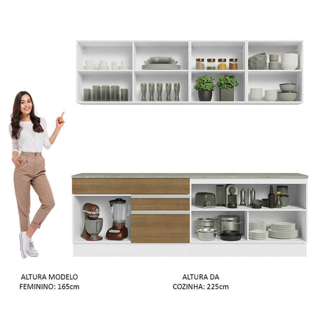 Cocina Integral Glamy Marron 240x225cm con Mesón de Madera y sin Estufa - COCINAS | Bylmo
