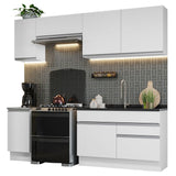 Cocina Integral Glamy Blanco 240x225cm sin Mesón con Dos Cajones y sin Estufa - COCINAS | Bylmo