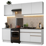 Cocina Integral Glamy Blanco 240x225cm sin Mesón con Seis Puertas y sin Estufa - COCINAS | Bylmo