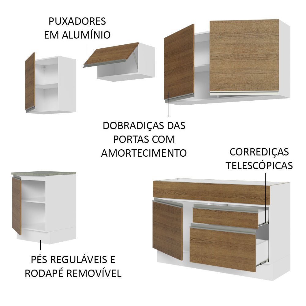 Cocina Integral Glamy Marron 240x225cm sin Mesón con Seis Puertas y sin Estufa - COCINAS | Bylmo