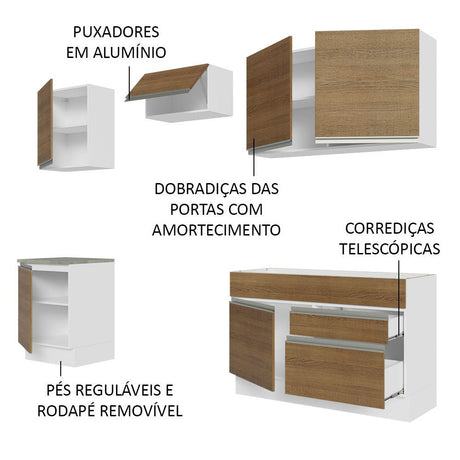 Cocina Integral Glamy Marron 240x225cm sin Mesón con Seis Puertas y sin Estufa - COCINAS | Bylmo