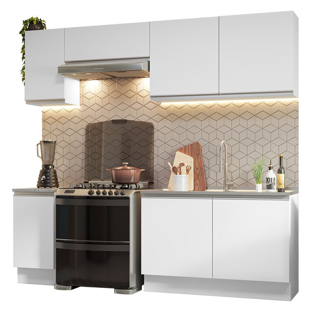 Cocina Integral Glamy Blanco 240x225cm sin Mesón y sin Estufa - COCINAS | Bylmo