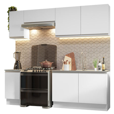 Cocina Integral Glamy Blanco 240x225cm sin Mesón y sin Estufa - COCINAS | Bylmo