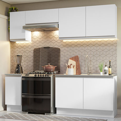 Cocina Integral Glamy Blanco 240x225cm sin Mesón y sin Estufa - COCINAS | Bylmo