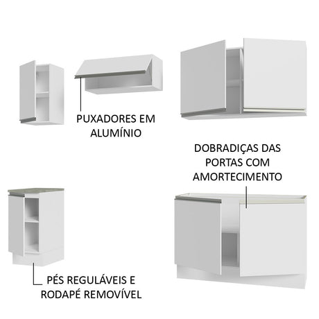 Cocina Integral Glamy Blanco 240x225cm sin Mesón y sin Estufa - COCINAS | Bylmo
