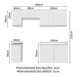 Cocina Integral Glamy Blanco 240x225cm sin Mesón y sin Estufa - COCINAS | Bylmo