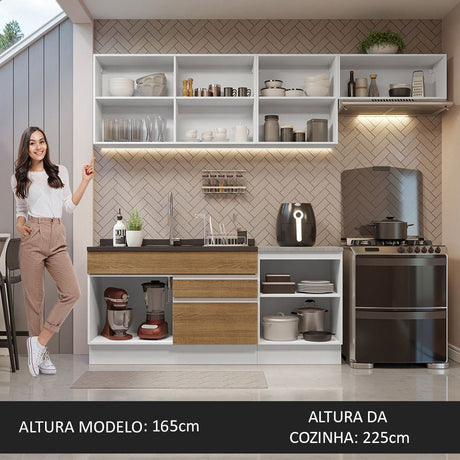 Cocina Integral Glamy Marron 260x225cm sin Mesón con Dos Cajones y sin Estufa - COCINAS | Bylmo
