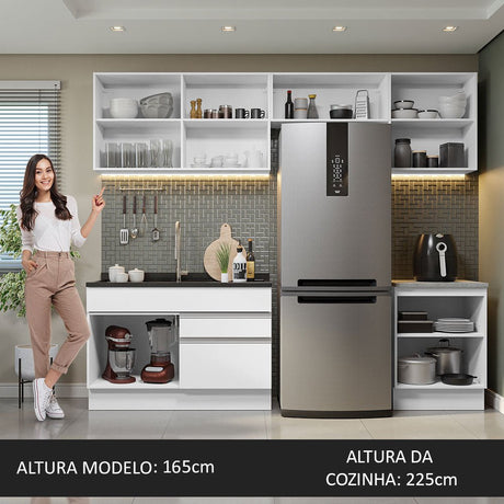 Cocina Integral Glamy Blanco 260x225cm sin Mesón y sin Estufa - COCINAS | Bylmo